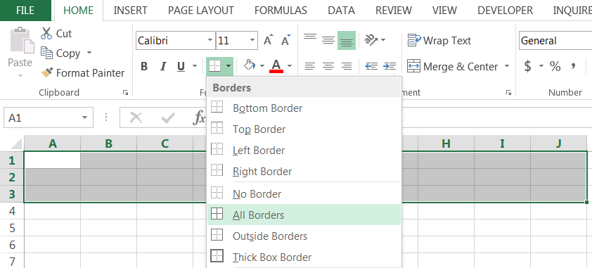 Excel Borders
